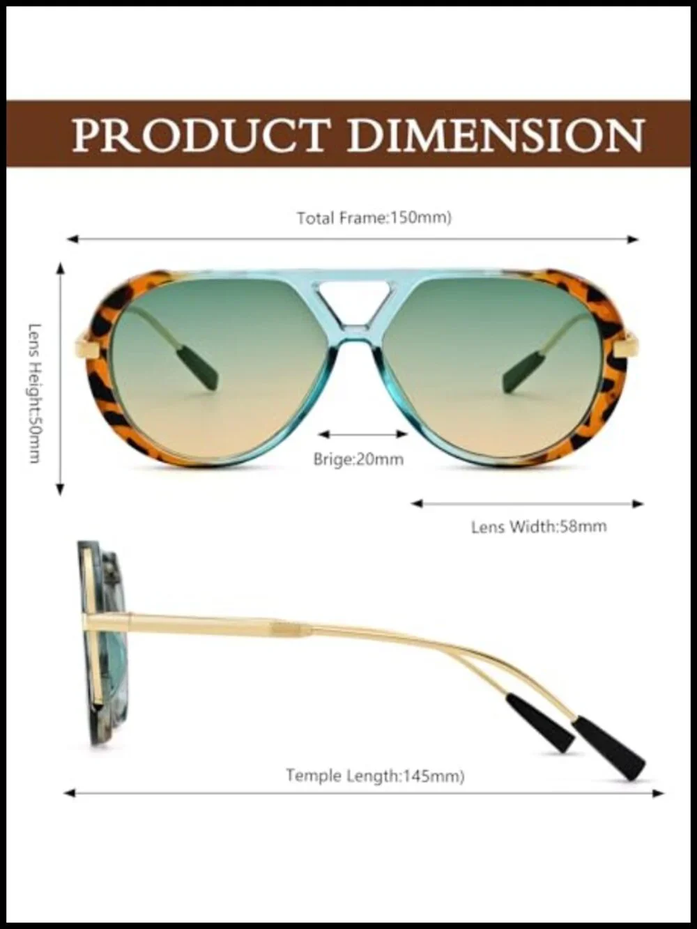 Retro Oversized Aviator Sunglasses for Women, Metal Frame UV400 Protection,